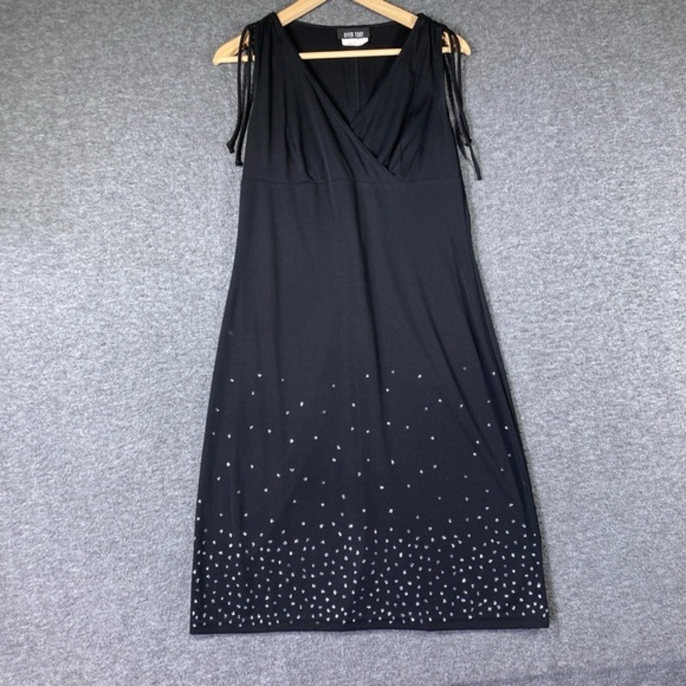 Y2K BYER TOO Dress Womens Large Black Crossover Bodice Rhinestone‎ Glam
